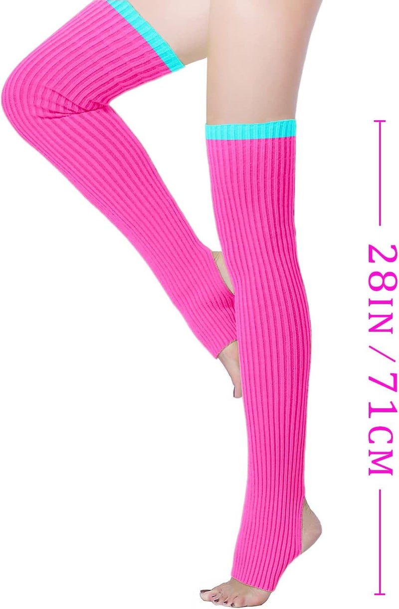 v28 Long Leg Warmer, Women’s Men 80s Party Ribbed Knit Dance Sports - Image 2